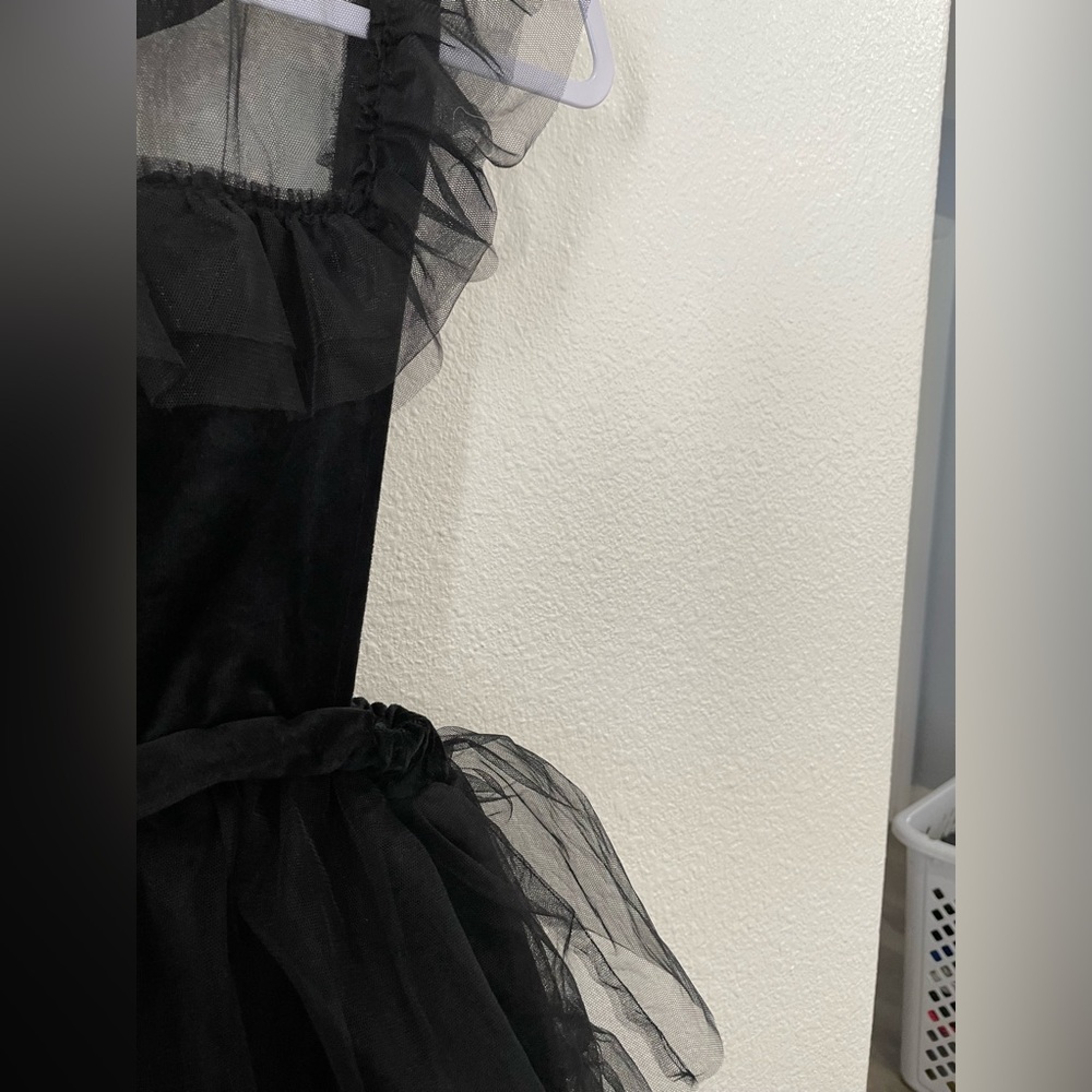 Zara Wednesday Adam’s Black Dress Tule Ruffle Victorian Peter Pan Collar - Picture 5 of 8